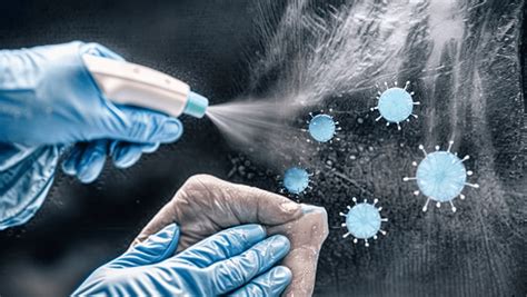 Ilustración mostrando los pasos correctos para la desinfección de superficies comunes