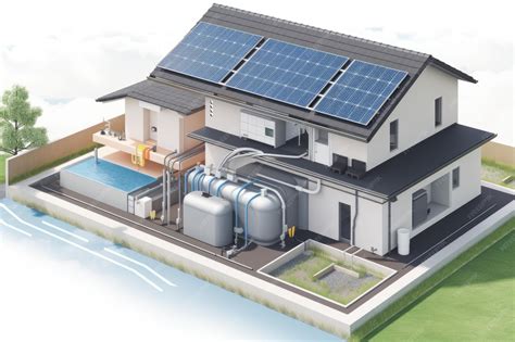 Ilustración de una parcela con paneles solares y pozo de agua