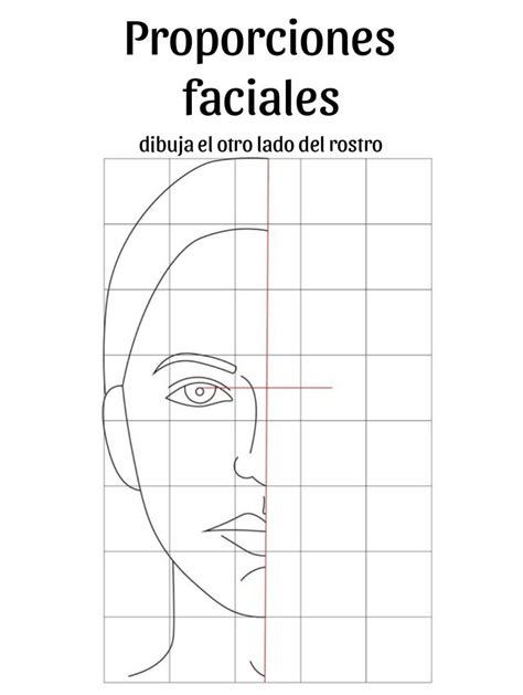 Guía de proporciones faciales básicas con formas geométricas