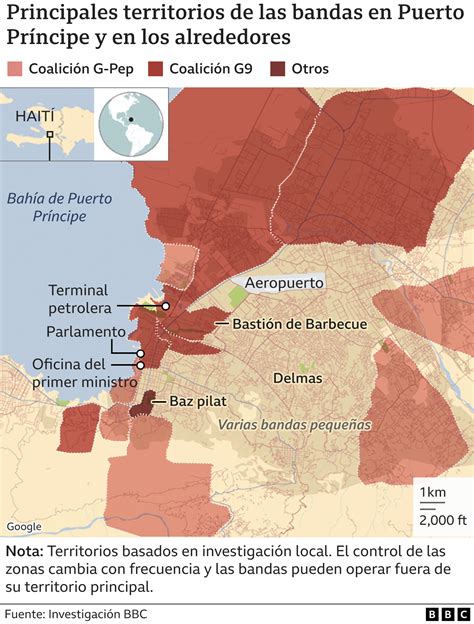 Mapa de las zonas bajo control de bandas armadas en Puerto Príncipe