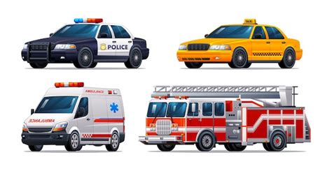 Fotografía de vehículos de emergencia (ambulancia, policía, bomberos) en el lugar de un accidente con edificios al fondo