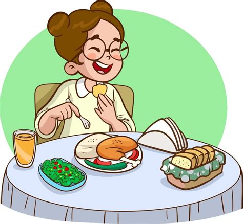 Ilustración de una persona comiendo con gran disfrute y alegría