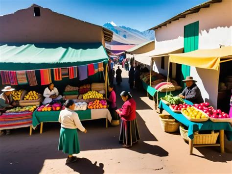 Fotografía de un mercado andino donde se aprecian productos y personas quechuahablantes