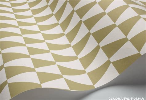 Rollo de papel pintado con estampado geométrico de estilo retro