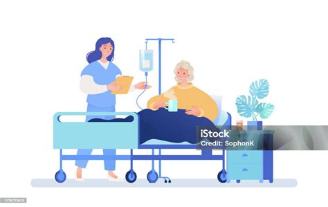 Ilustración de personas mayores recibiendo atención y cuidado