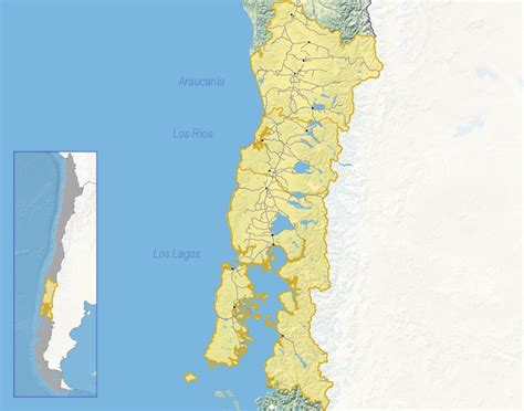 Mapa de la macrozona sur de Chile y Wallmapu