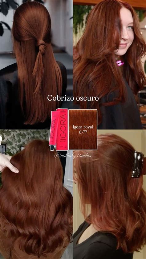 Paleta de diferentes tonos de cabello caoba (oscuro, violín, rojizo, cobre, copper blonde)