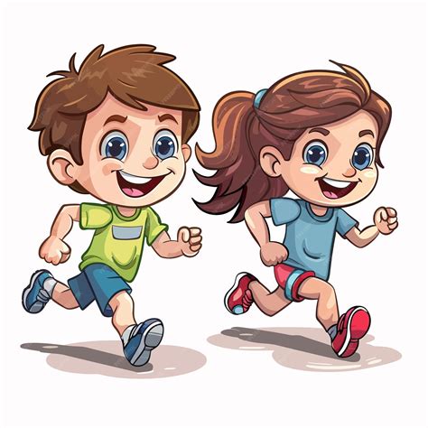 Niño y niña corriendo juntos, imitando animales