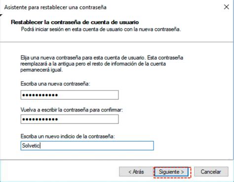 Inicio de sesión exitoso con la nueva contraseña