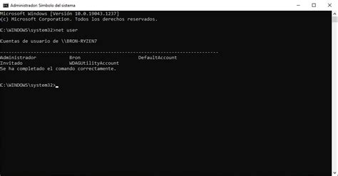 Modo directo para cambiar contraseña con net user
