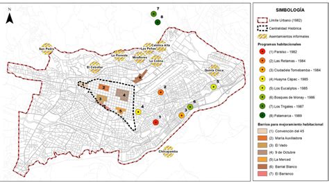 Mapa de barrios periféricos y asentamientos informales en las laderas del Pichincha, Quito