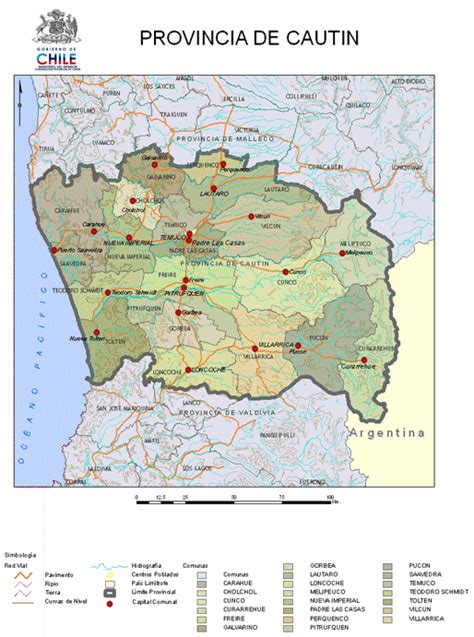 Mapa de ubicación de servicios asistenciales y residencias en la Provincia de Cautín