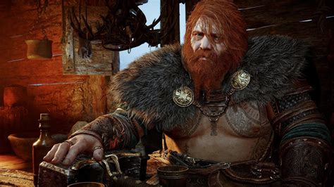 Diseño de Thor en God of War Ragnarok, mostrando su gran corpulencia y cabello pelirrojo