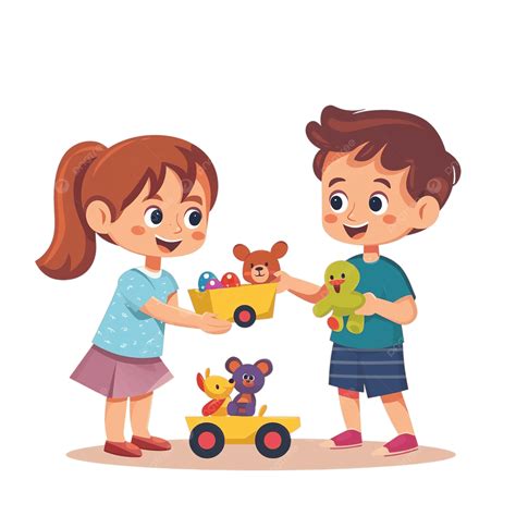 Grupo de niños compartiendo juguetes o merienda en un parque
