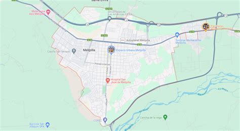 Mapa de Melipilla con puntos de interés y avenidas principales