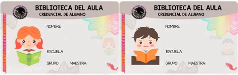 ejemplo de diseño de credencial de biblioteca escolar personalizable