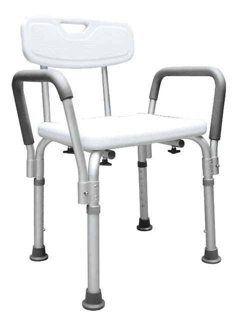 Foto de una silla de ducha plegable con regatones antideslizantes
