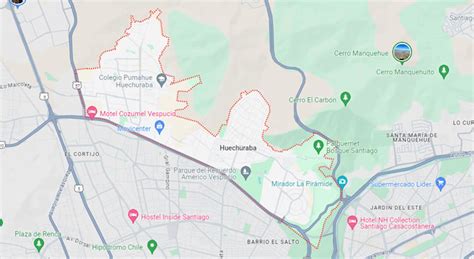 Mapa de ubicación de La Pincoya dentro de Huechuraba, Santiago
