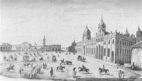 Recreación de la Plaza Mayor de Santiago colonial