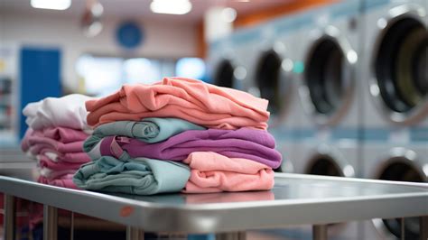 Foto de lavandería industrial con mucha ropa para lavar