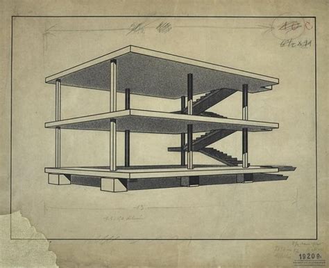 Ilustración de la Maison Dom-ino de Le Corbusier, representando su estructura básica y concepto.