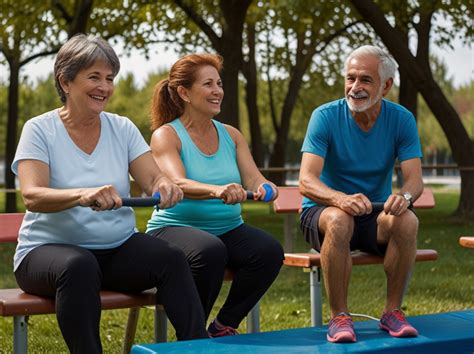 Foto: Adultos mayores participando en actividades recreativas al aire libre o en un centro comunitario