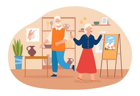 Personas mayores participando en una clase de pintura o cerámica