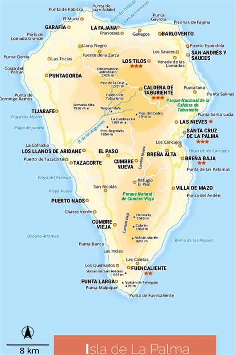 Mapa de la Isla de La Palma destacando zonas de pastoreo tradicionales