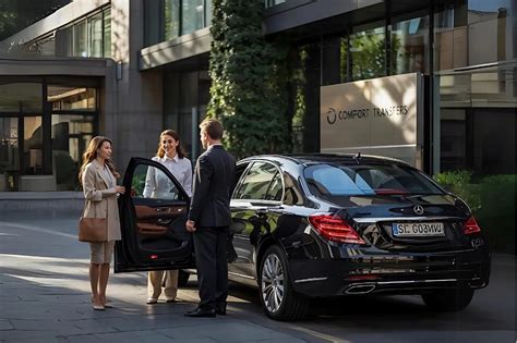 Coche de lujo con chófer esperando a un cliente en un aeropuerto