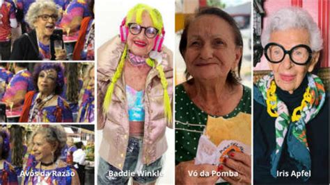 Collage de fotos de Iris Apfel, Baddie Winkle y Carmen Dell'Orefice.