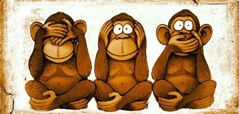 Ilustración de los tres monos sabios (no ver, no oír, no hablar)