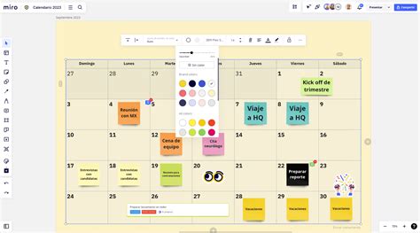 Representación visual de un monitor interactivo de calendario mostrando actividades con códigos de color