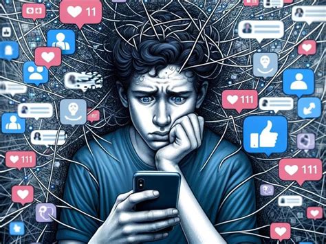 Ilustración de un cerebro adolescente afectado por el uso excesivo de redes sociales.