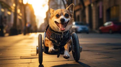 perro feliz en silla de ruedas, parque soleado