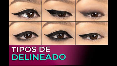 Infografía comparando diferentes estilos de delineado (tightlining, punta de flecha, difuminado) en ojos con párpados caídos