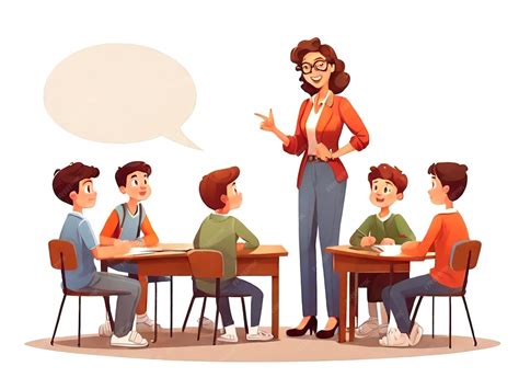 Ilustración de un profesor hablando en un aula con burbujas de texto indicando esfuerzo vocal