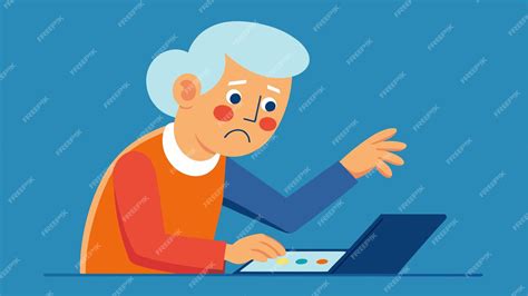 Persona mayor utilizando una computadora con expresión de frustración