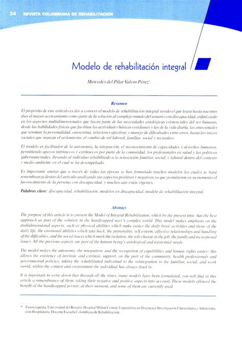 Diagrama que ilustra los componentes del modelo de Rehabilitación Integral
