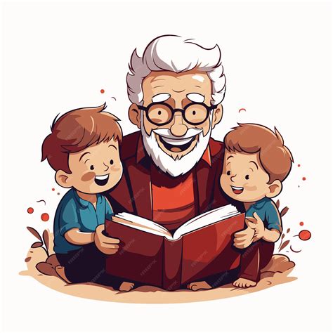 Ilustración de un abuelo leyendo a sus nietos, símbolo de transmisión de sabiduría