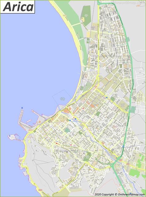 Mapa de Arica con zonas destacadas de gestión vehicular