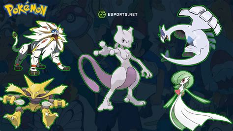 Ilustración de Pokémon tipo Psíquico en acción (Alakazam, Mewtwo, Gardevoir)