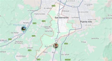 Mapa de ubicación de San Bernardo y Recoleta