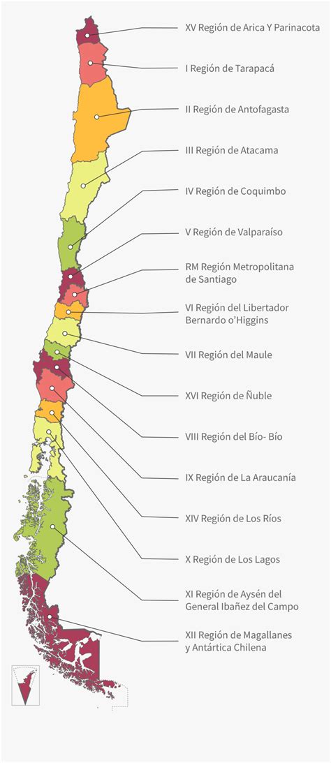 Mapa de Chile mostrando la concentración de población mayor por región