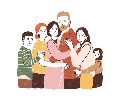 Ilustración de una familia unida y apoyándose mutuamente