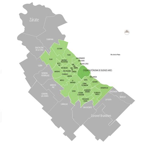 Mapa del Área Metropolitana de Buenos Aires (AMBA) destacando la Ciudad Autónoma de Buenos Aires y parte de la Provincia de Buenos Aires.