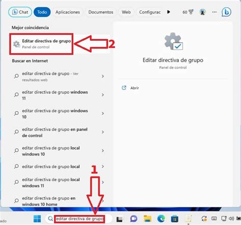 Captura de pantalla del Editor de Directivas de Grupo local mostrando la configuración de la política 