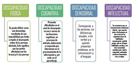 Esquema de los tipos y grados de discapacidad cognitiva con ejemplos
