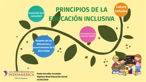 Esquema visual de los principios de la educación inclusiva