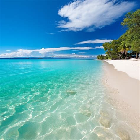 Playa paradisíaca con aguas cristalinas y palmeras
