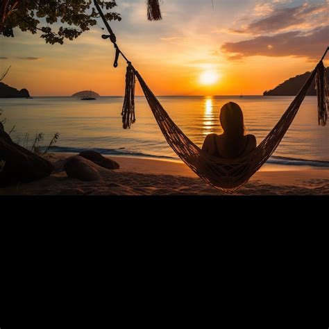 Persona relajándose en una hamaca en una isla tropical